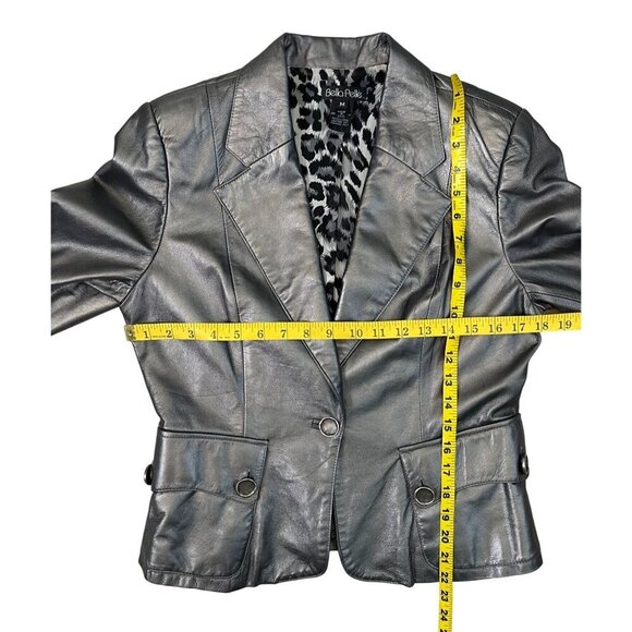 🖤 Bella Pelle Metallic Silver Leather Blazer Jacket | Size M | Made in USA - Picture 9 of 11